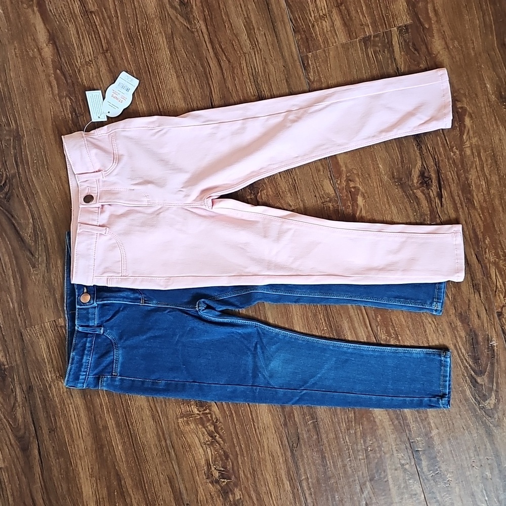 Wonder Nation Girls Pink and Denim Jeggings Bundle Size 5T